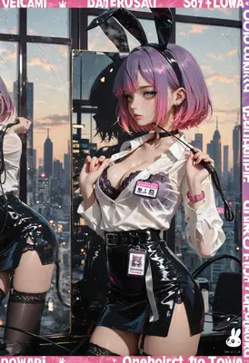 Urban Bunny Girl With City Skyline