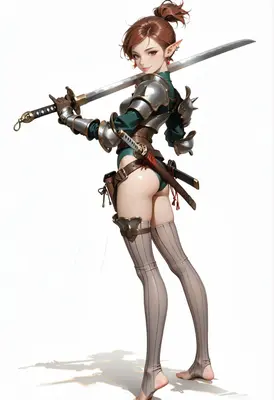 Elf Warrior With Dual Katanas