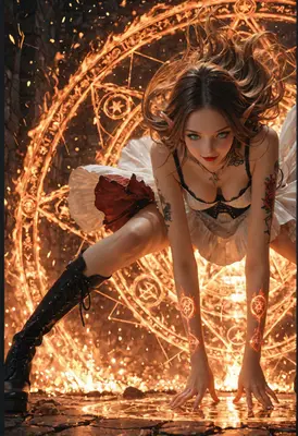 Elf Summoner Casting Fiery Magic
