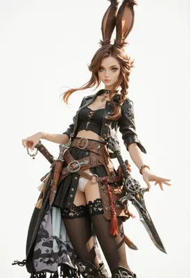 Viera Warrior in Tactical Leather Gear