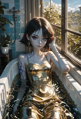 Golden Gown in the Bathtub