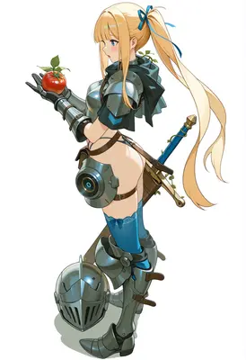 Blonde Knight Holding a Tomato