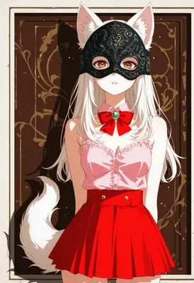 Mysterious Fox Girl in Ornate Mask