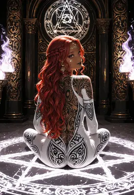 Mystic Priestess with Ornate Ink