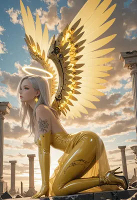 Celestial Angel in Golden Armor