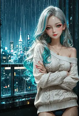 Rainy Night City Girl Portrait