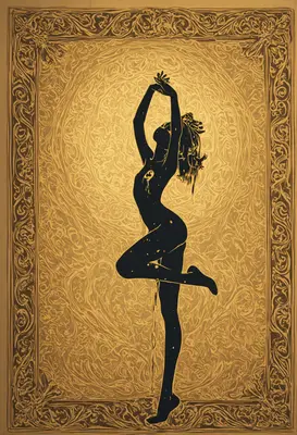 Gilded Silhouette of a Dancing Muse
