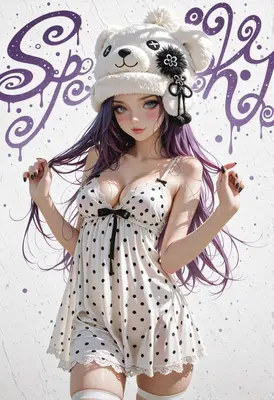 Cute Girl in Polka Dot Pajamas