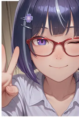 Cheerful Schoolgirl With Red Glasses