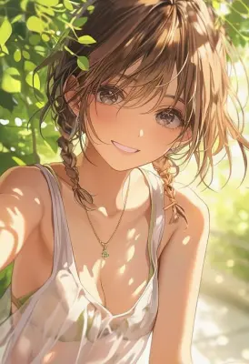 Cute anime girl in the park