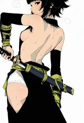 Sweaty Kunoichi With A Katana