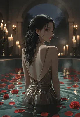 Elegant Evening Bath with Red Roses