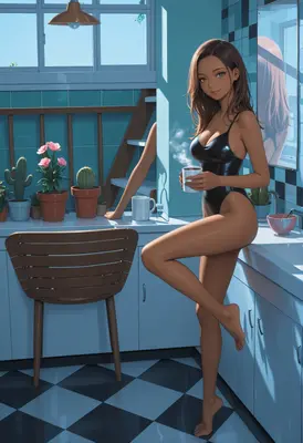 Morning Coffee in a Sunlit Kitchen