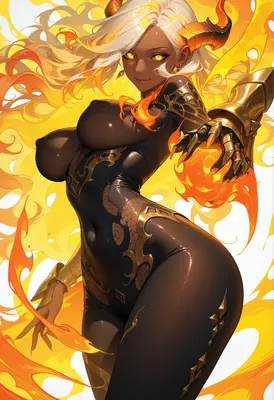 Fiery Demoness With Golden Armor