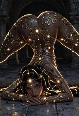 Gilded Enchantress in Ancient Ruins