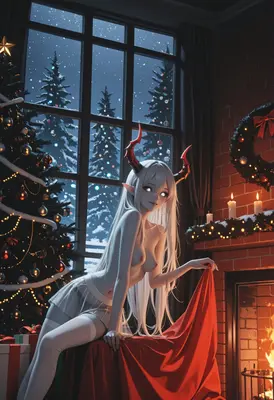 Festive Demoness by the Fireside