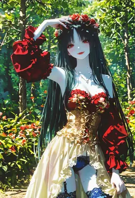 Gothic Rose Maiden in Enchanted Forest
