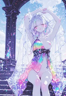 Ethereal Rainbow Dreams Under Veil