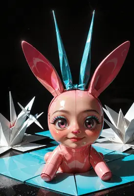 Glossy Pink Mechanical Bunny Doll