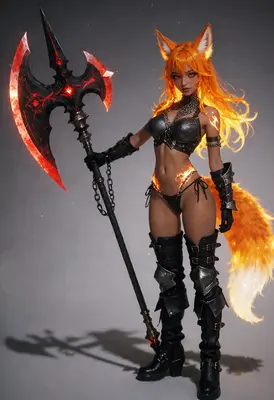 Fiery Fox Warrior with Battle Axe