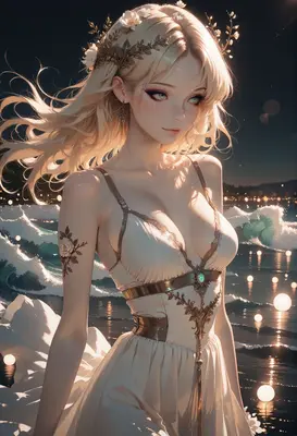 Ethereal Goddess by the Midnight Sea