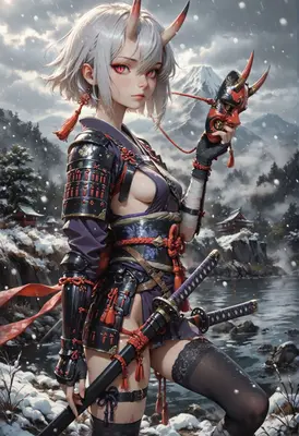 Oni Warrior in the Winter Snow