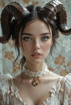 Ethereal Girl with Ram Horns