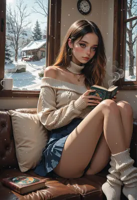 Cozy Winter Reading by the Window