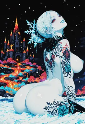 Snow Queen with Floral Tattoos