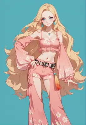 Blonde Beauty in Floral Summer Attire