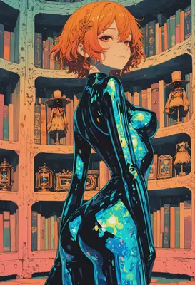 Cosmic Librarian in Glowing Suit