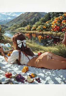 Summer Afternoon Reading by the Orchard