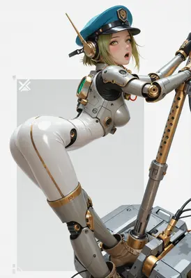 Futuristic Tactical Android in White Armor