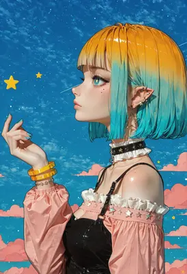 Stargazer With Vibrant Ombre Hair