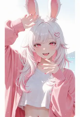 Cheerful Bunny Girl in Pink
