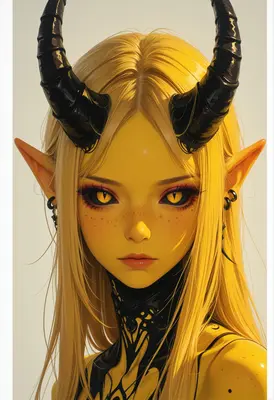 Golden Horned Demon Elf Portrait