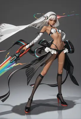 Cybernetic Warrior with Rainbow Blade