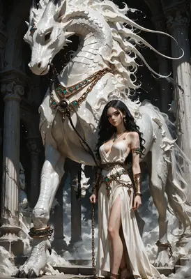 Goddess and Her Mythical White Steed