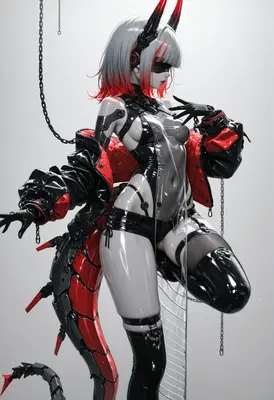 Cybernetic Demon in Red and Black