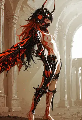 Armored Demon Queen in Ancient Ruins