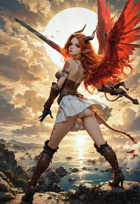 Warrior Demon Angel at Sunset