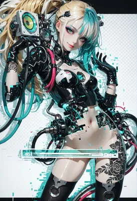 Cybernetic Diva with Glitch Aesthetics