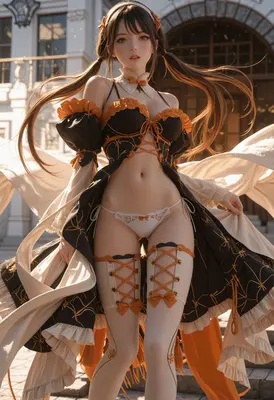 Elegant Maiden in Ornate Lace Attire