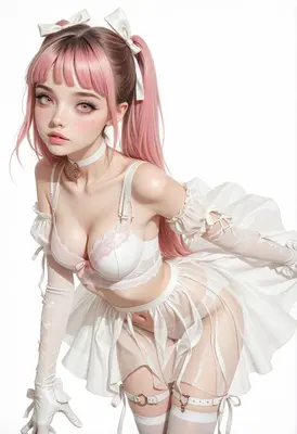 Pink Haired Doll in White Lingerie
