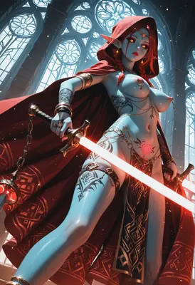 Crimson Hooded Elf Warrior