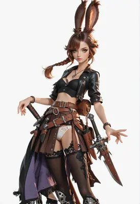Bunny Warrior in Tactical Leather Gear