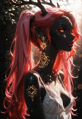 Ethereal Demon Queen with Golden Markings