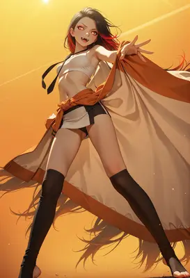 Fiery Vampire Girl in Golden Sunset
