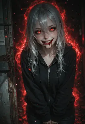 Sinister Crimson Aura Vampire Girl
