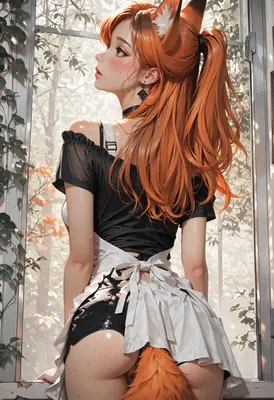 Dewy Fox Girl by the Window